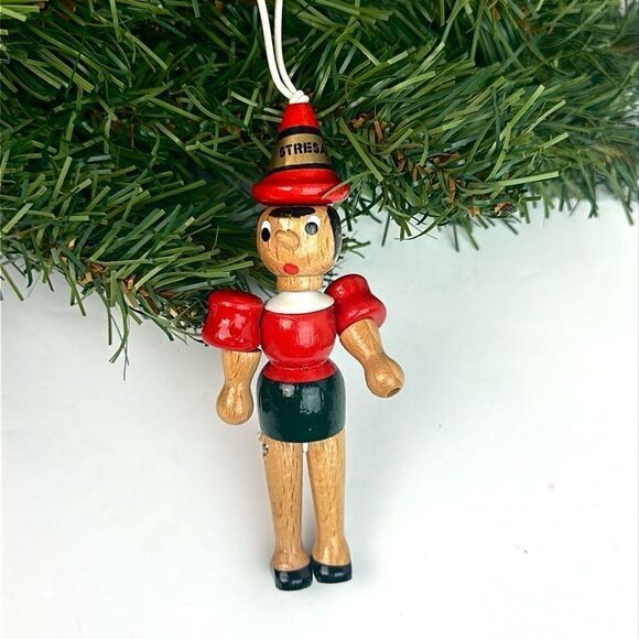 C2 Rainoldi Jointed Wooden Pinocchio Christmas Ornament Hand painted in Italy - Picture 2 of 9